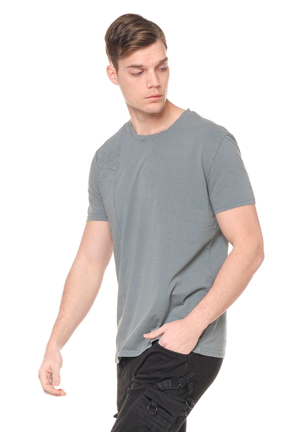 Viking Single Shoulder Quilted Tee - BLUE - Ron Tomson