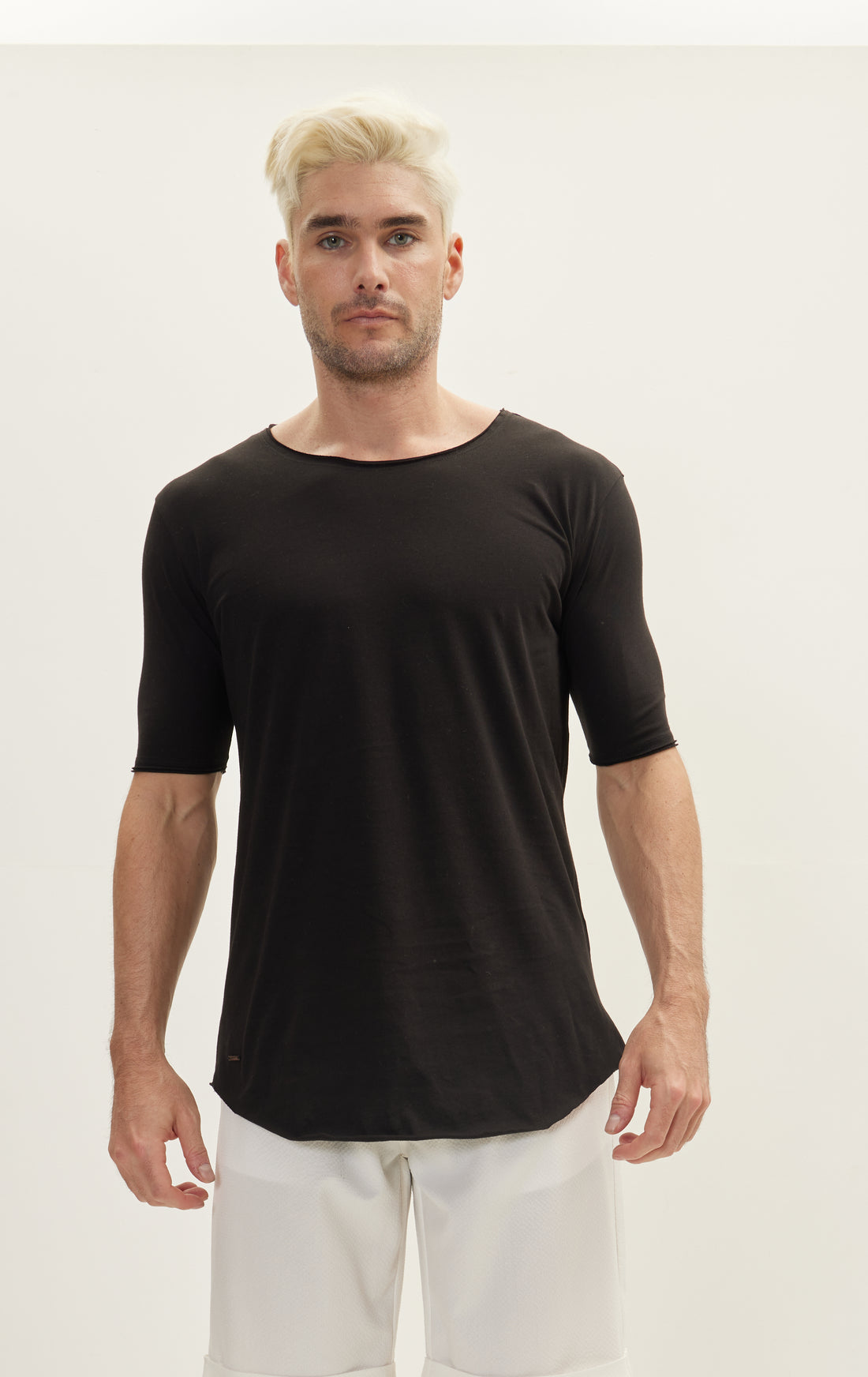 Wide Neck Everyday Cotton T-Shirt - Black