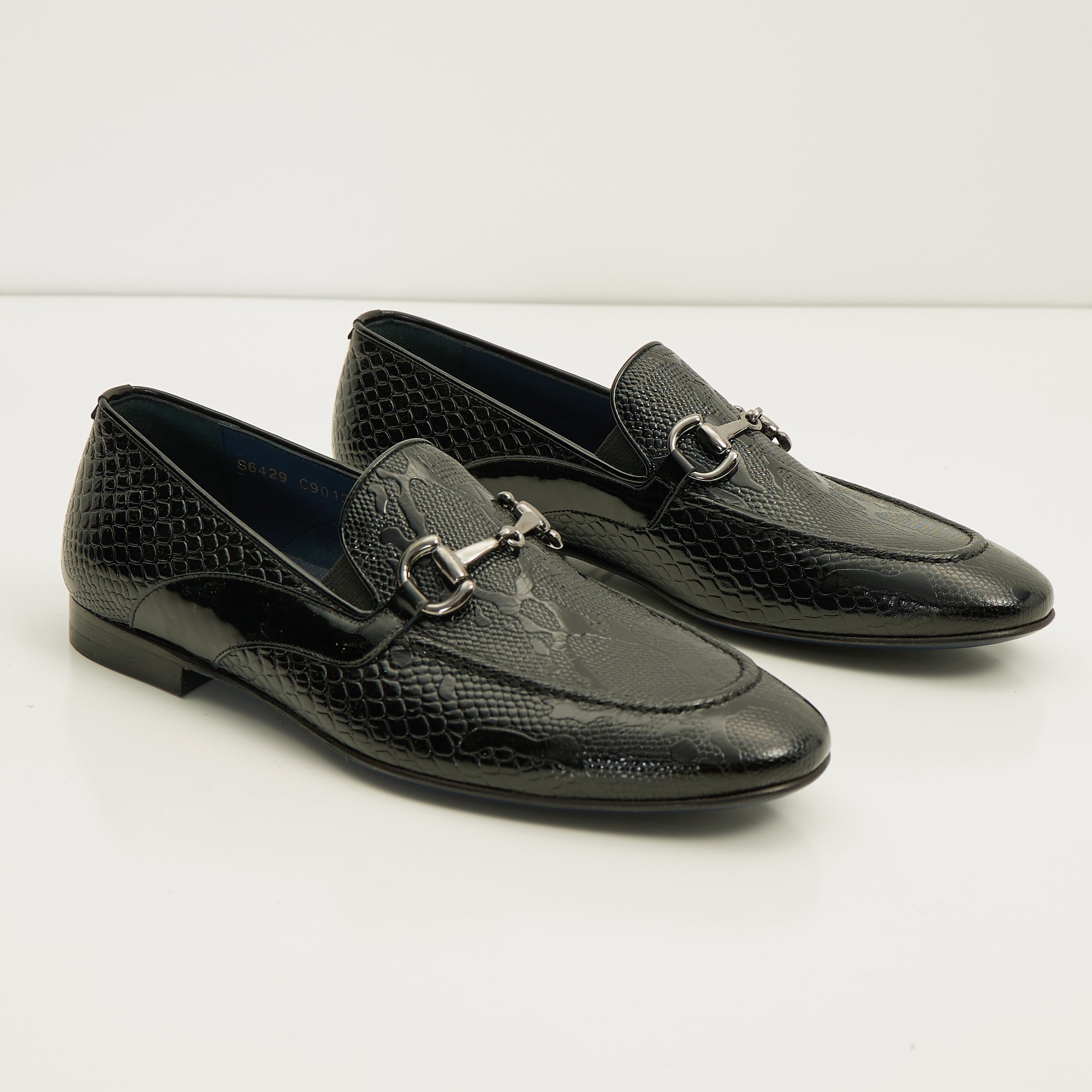 N° C9013X SNAKE EMBOSSED LEATHER AND SILVER METAL BIT LOAFER