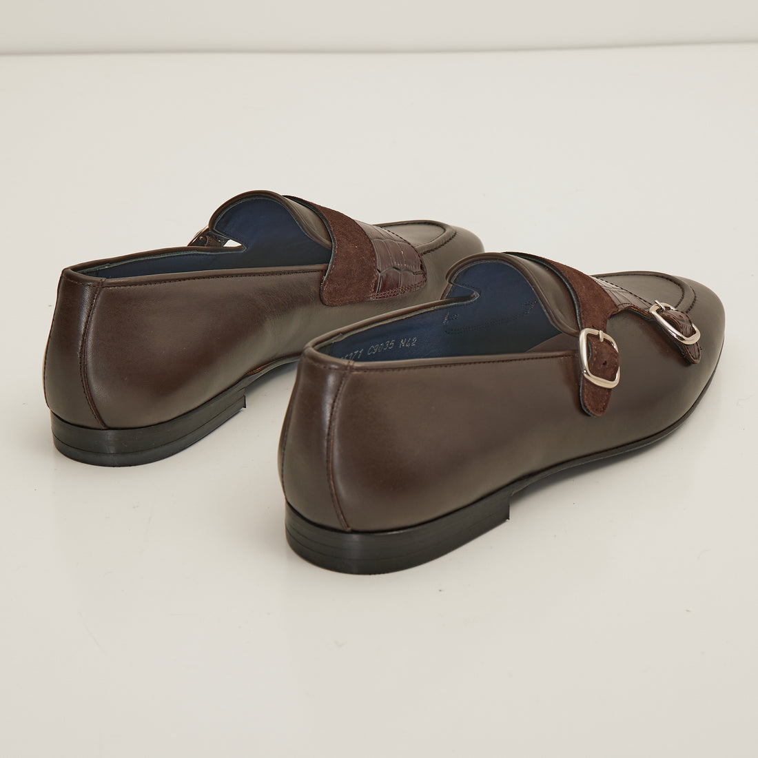 N° C9035 LEATHER DOUBLE MONK STRAP SHOES - BROWN