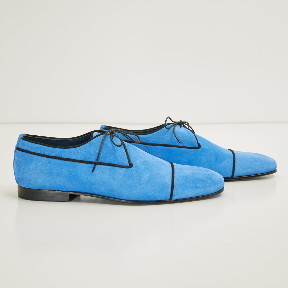 N° D1016 THE FORMAL LEATHER CAP TOE DERBY SHOES  - SKY BLUE SUEDE