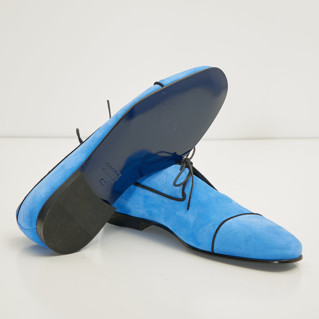 N° D1016 THE FORMAL LEATHER CAP TOE DERBY SHOES  - SKY BLUE SUEDE