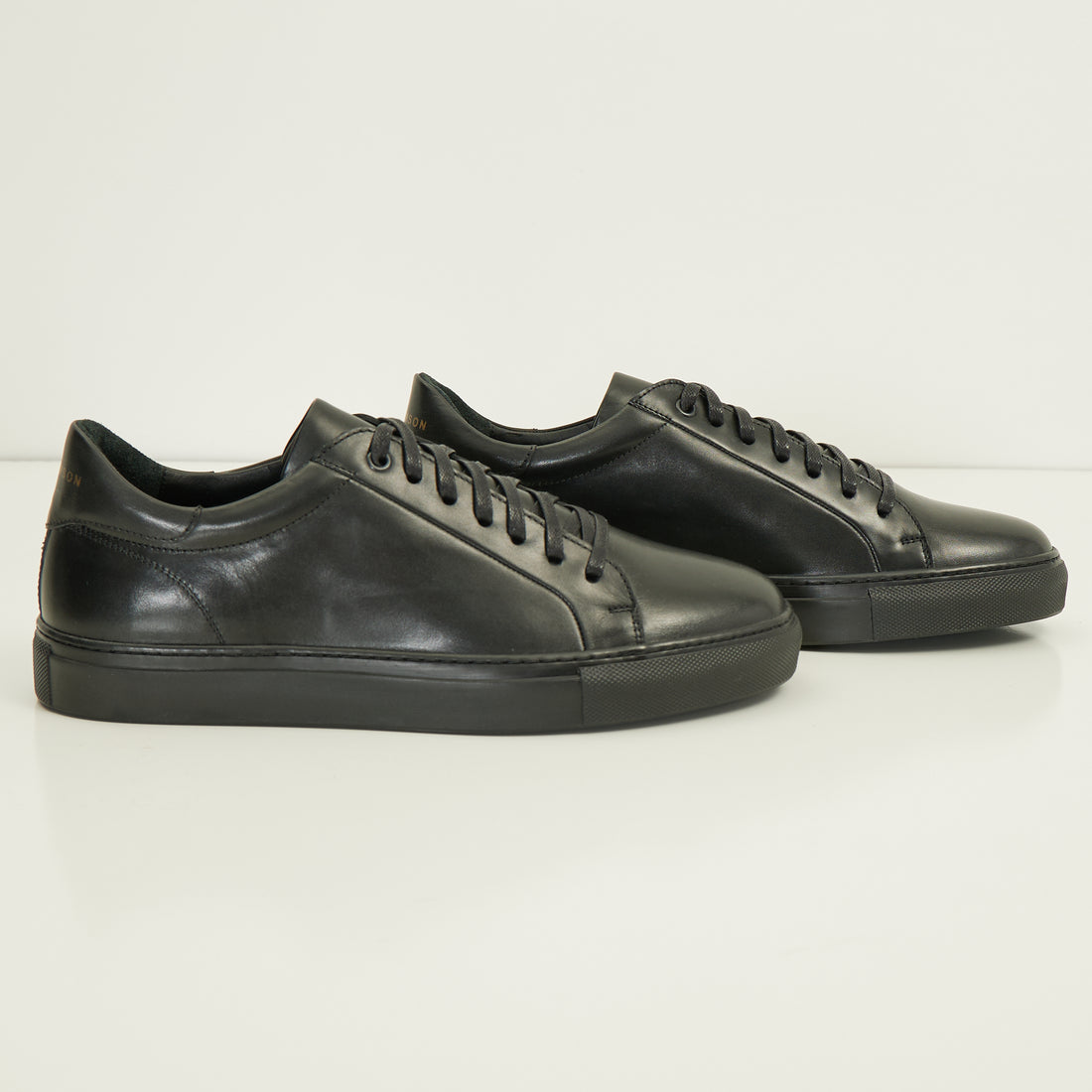 Genuine Leather Court Sneakers - Black