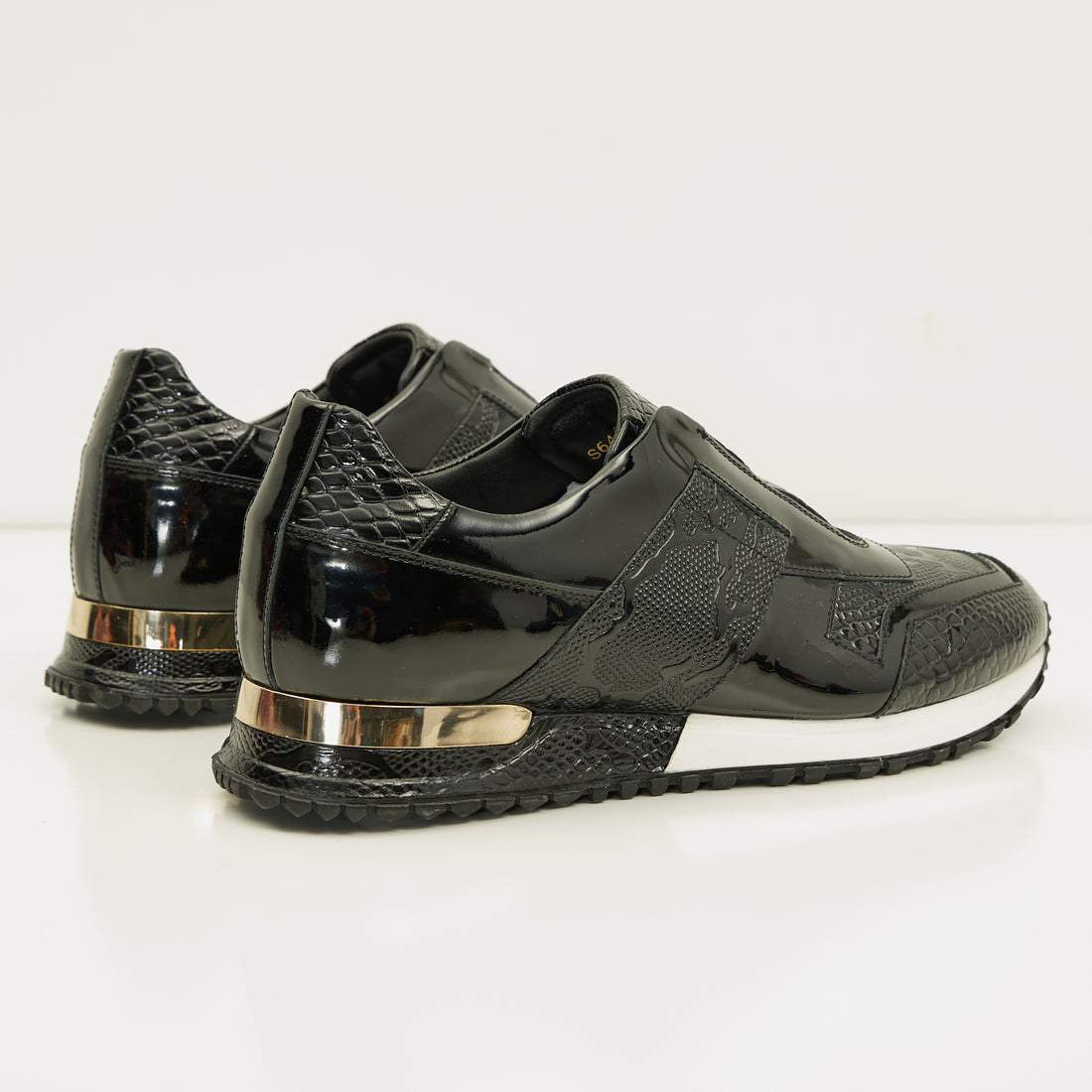 Louis Vuitton Mens Sneaker Shoe Embossed Leather 2009 Season Black/White  Sz. 7