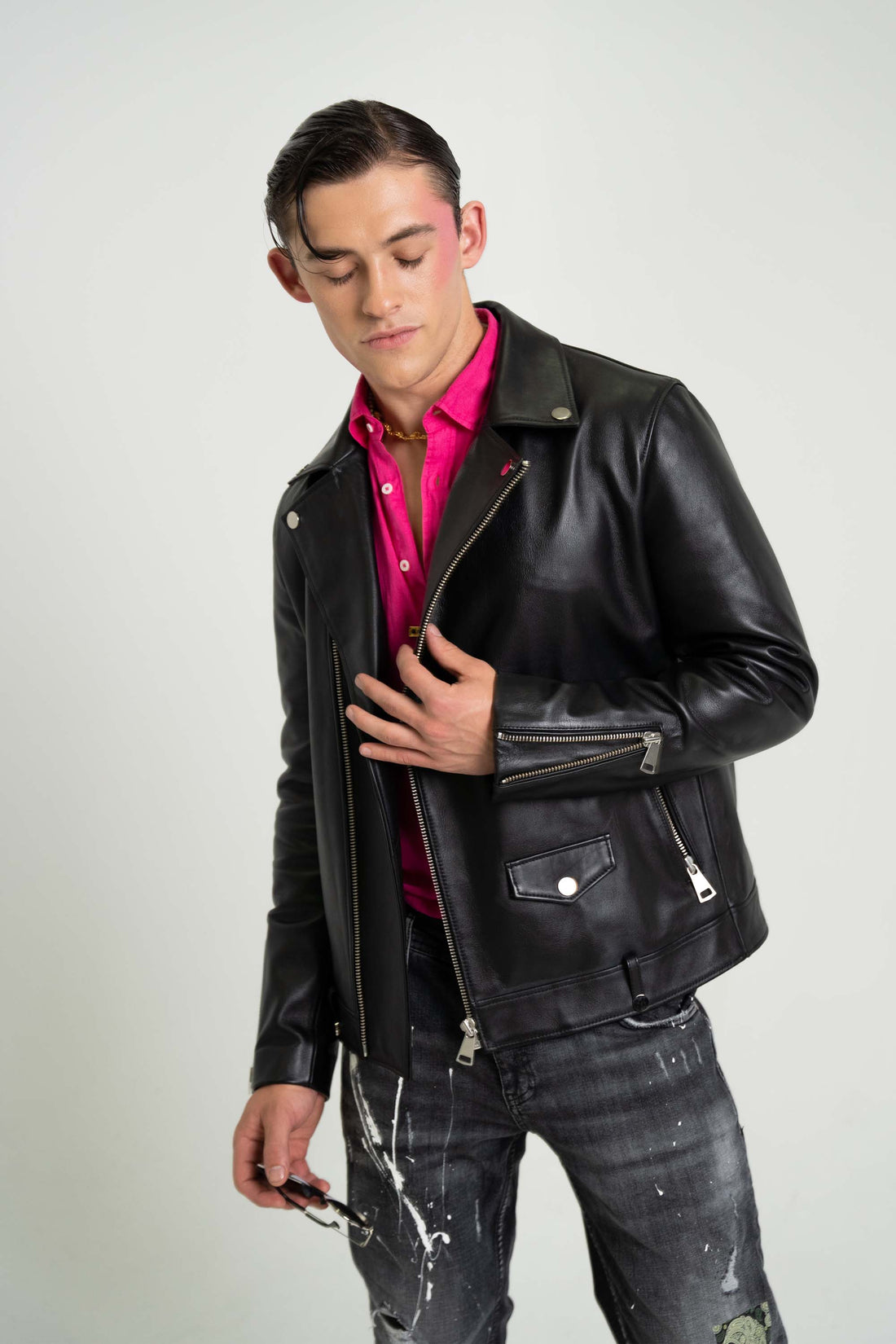 Genuine Leather Moto Jacket - Ron Tomson