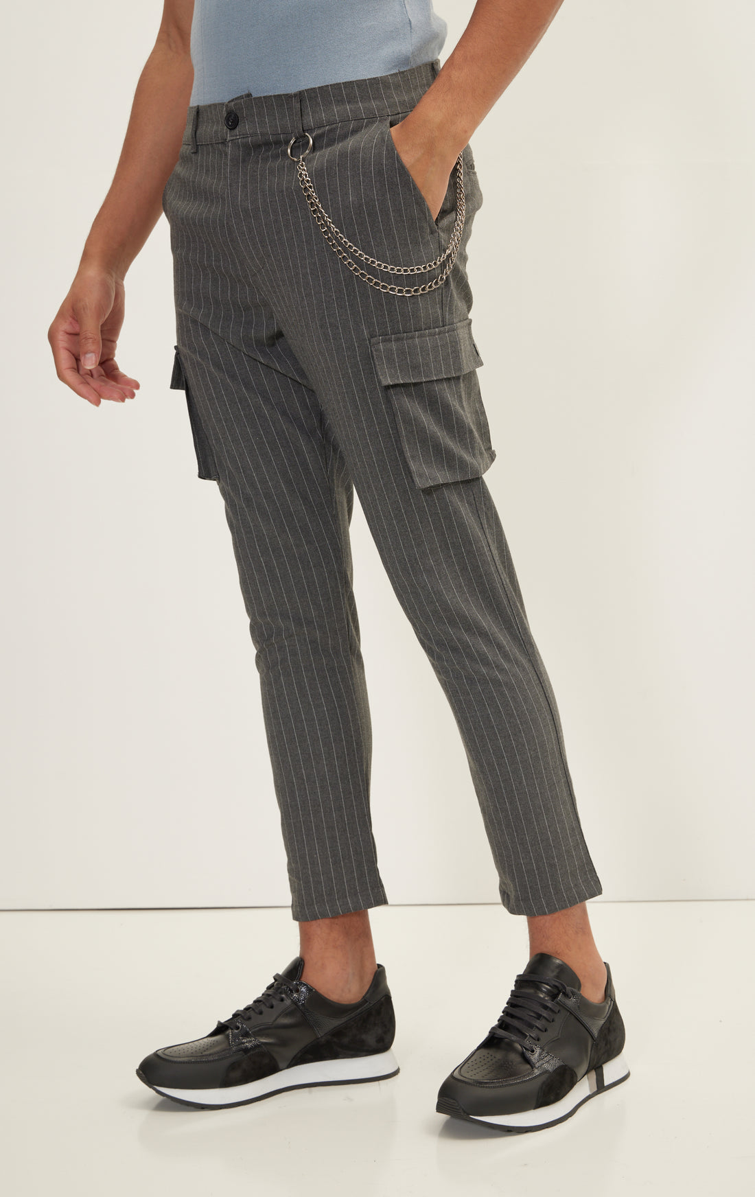 N° 2583 PINSTRIPED CARGO PANTS - ANTHRACITE WHITE