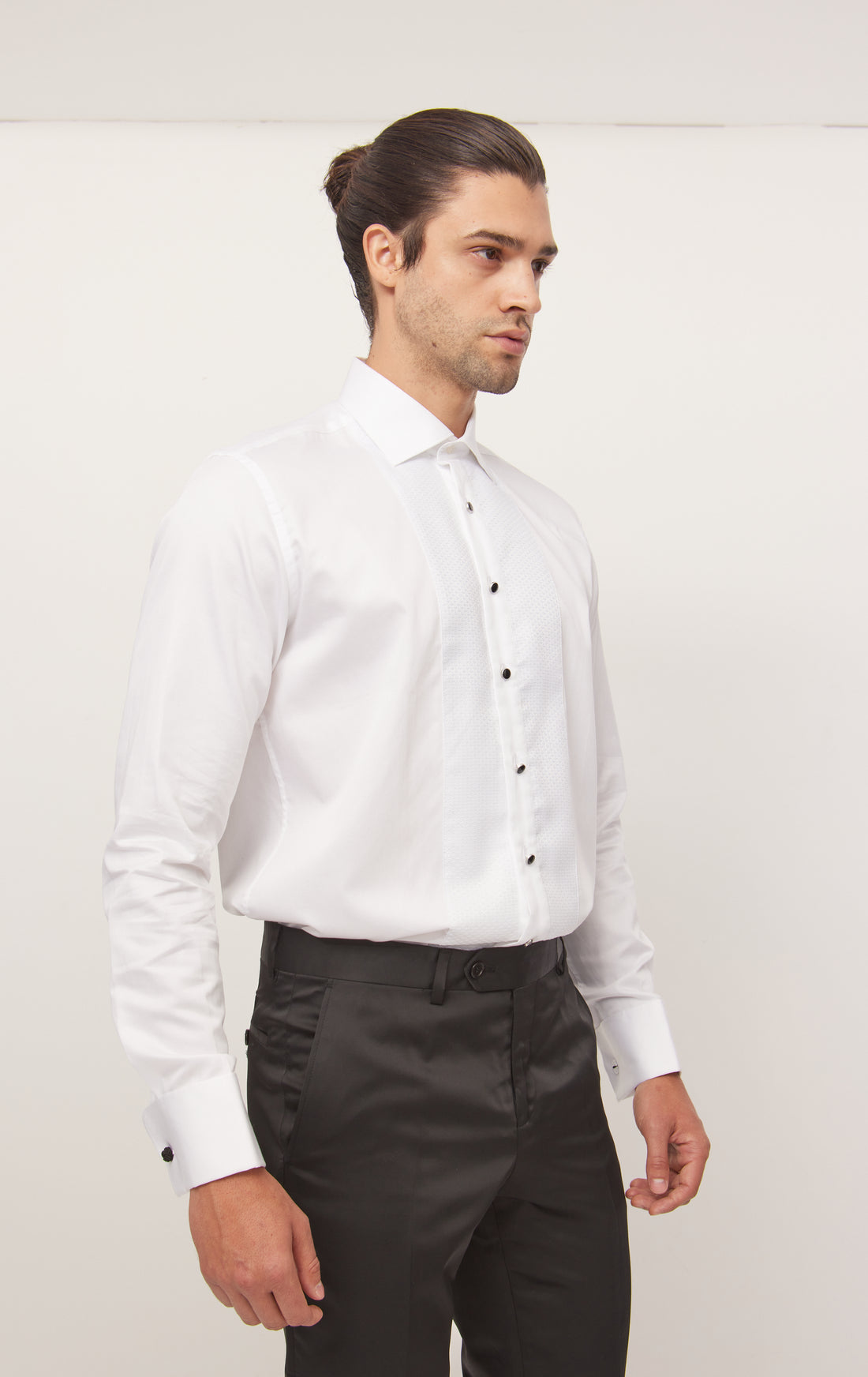 Camisa con cuello extendido con paneles de lurex - Blanco Blanco