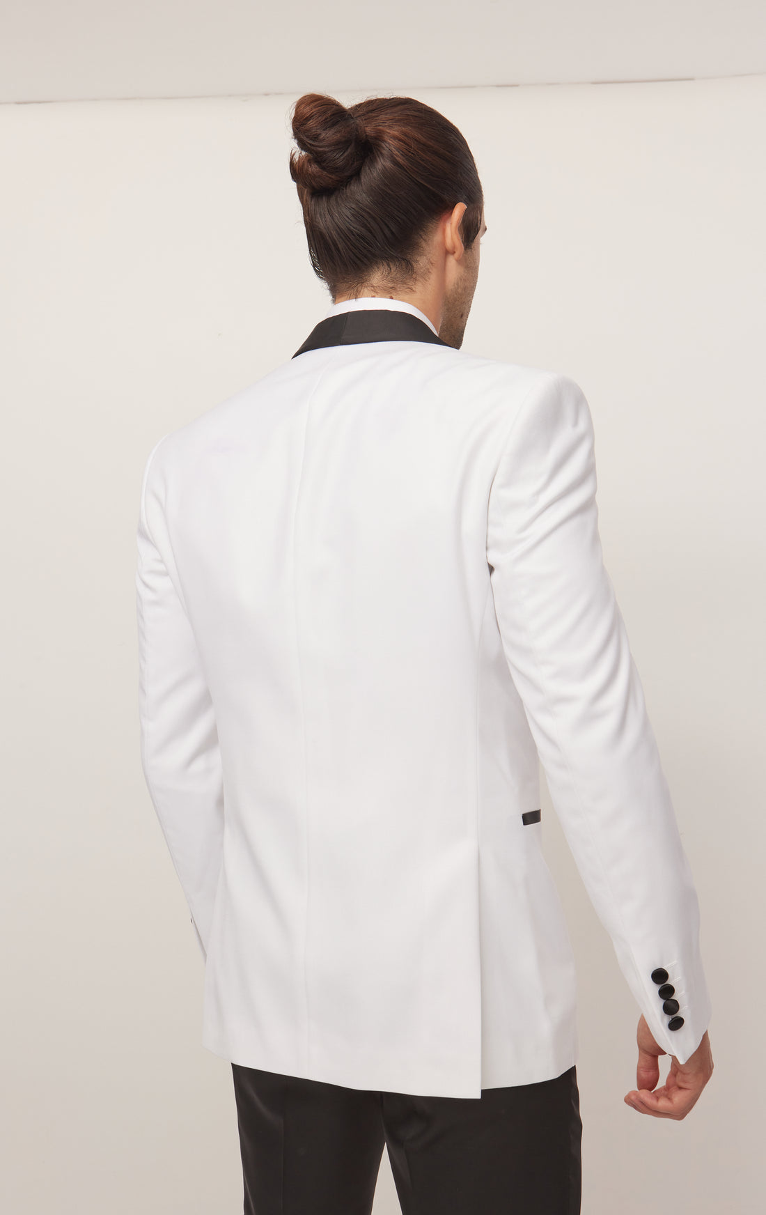 Solid Shawl Lapel Tuxedo Jacket - White