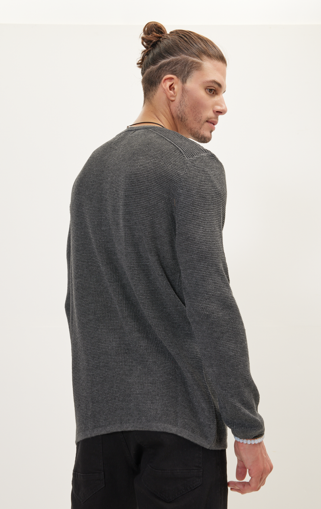 N° 6401 LS HENLEY SWEATER - ANTHRACITE