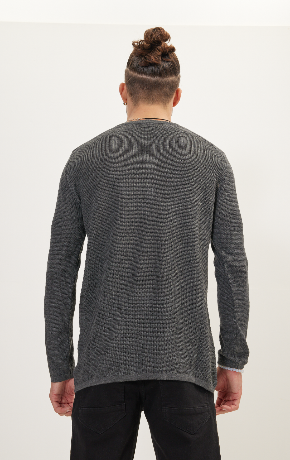 N° 6401 LS HENLEY SWEATER - ANTHRACITE