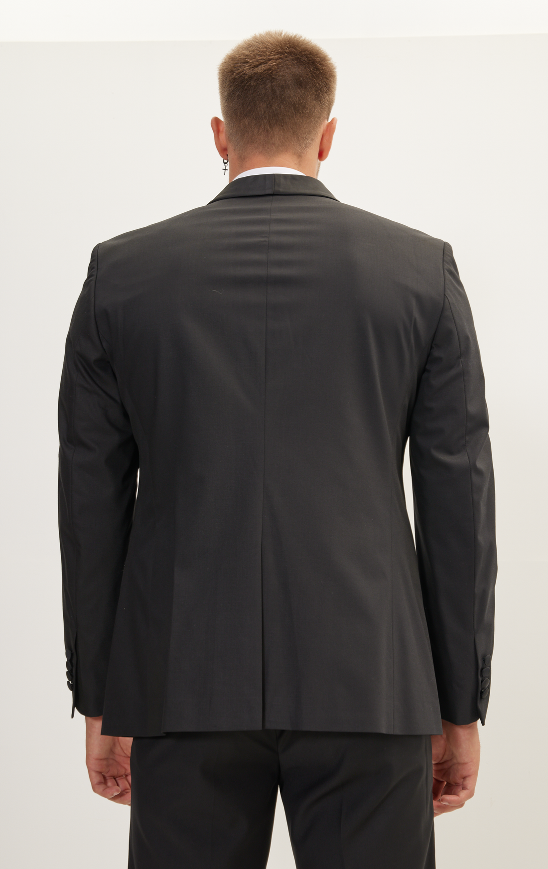Solid Shawl Lapel Tuxedo Jacket - Black