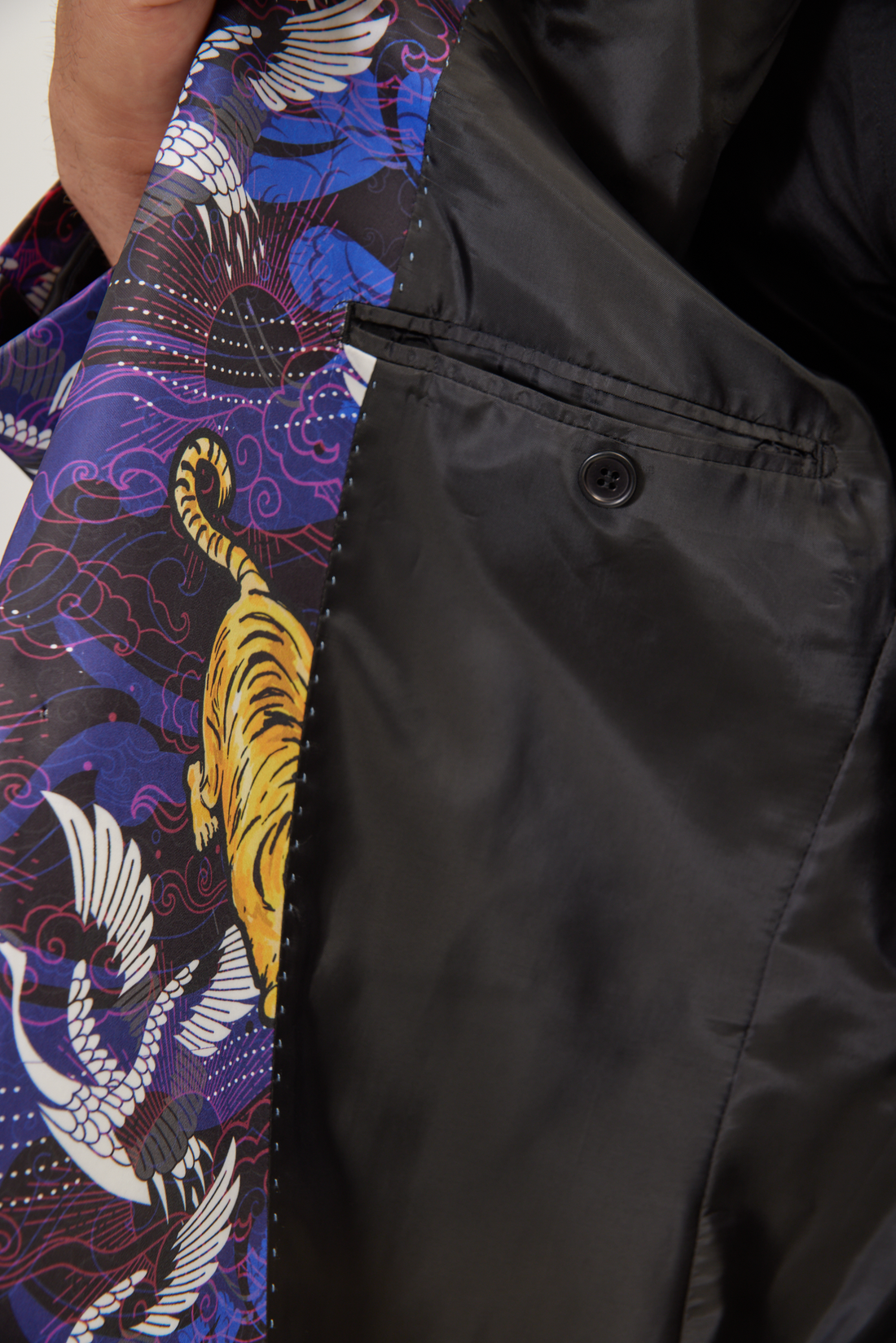 Asian Tiger Shawl Tuxedo Jacket - Purple