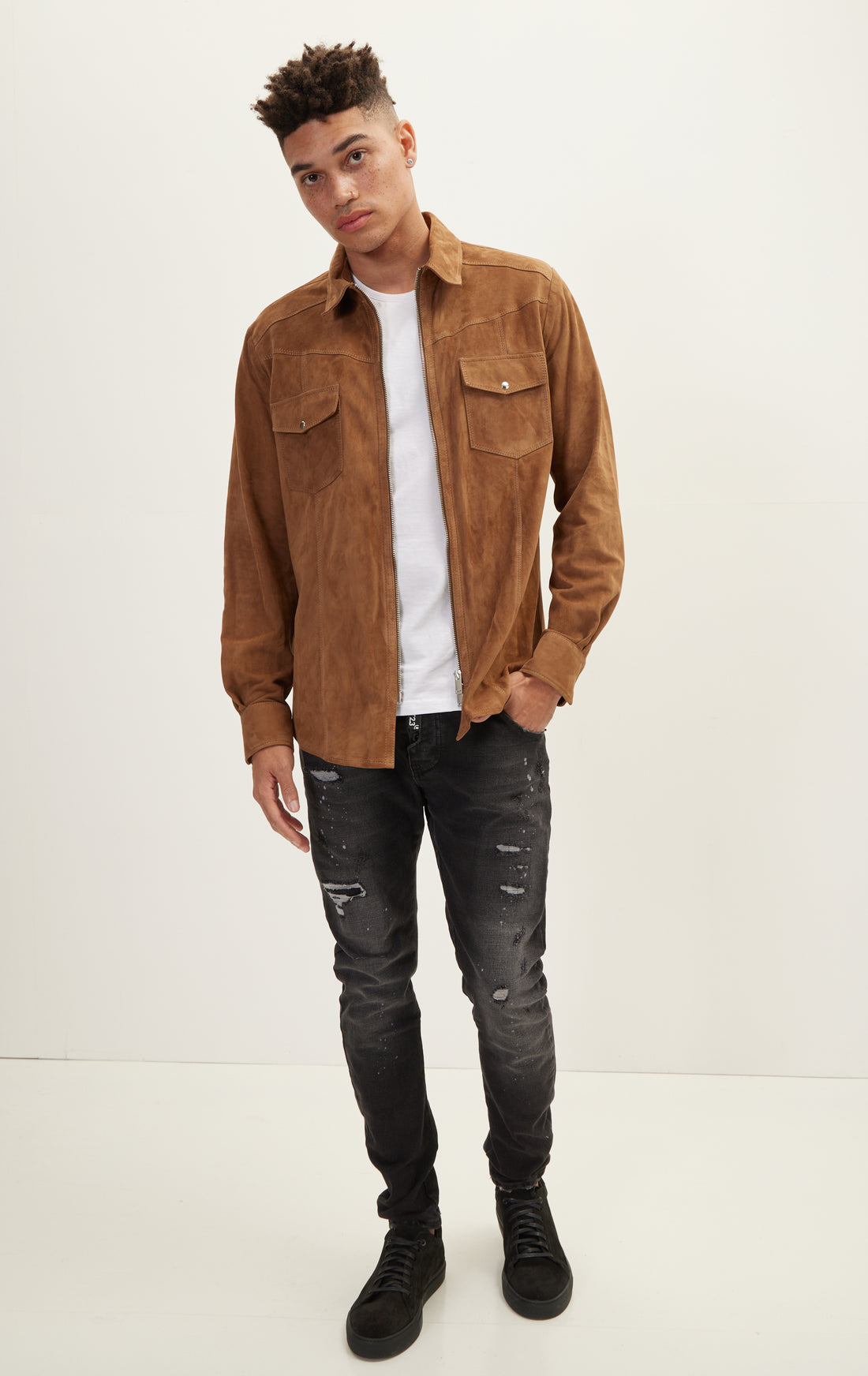N° 71361 SUEDE LEATHER SHIRT- CAMEL