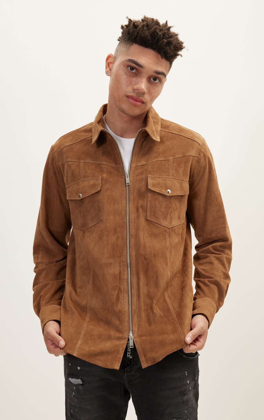 N° 71361 SUEDE LEATHER SHIRT- CAMEL