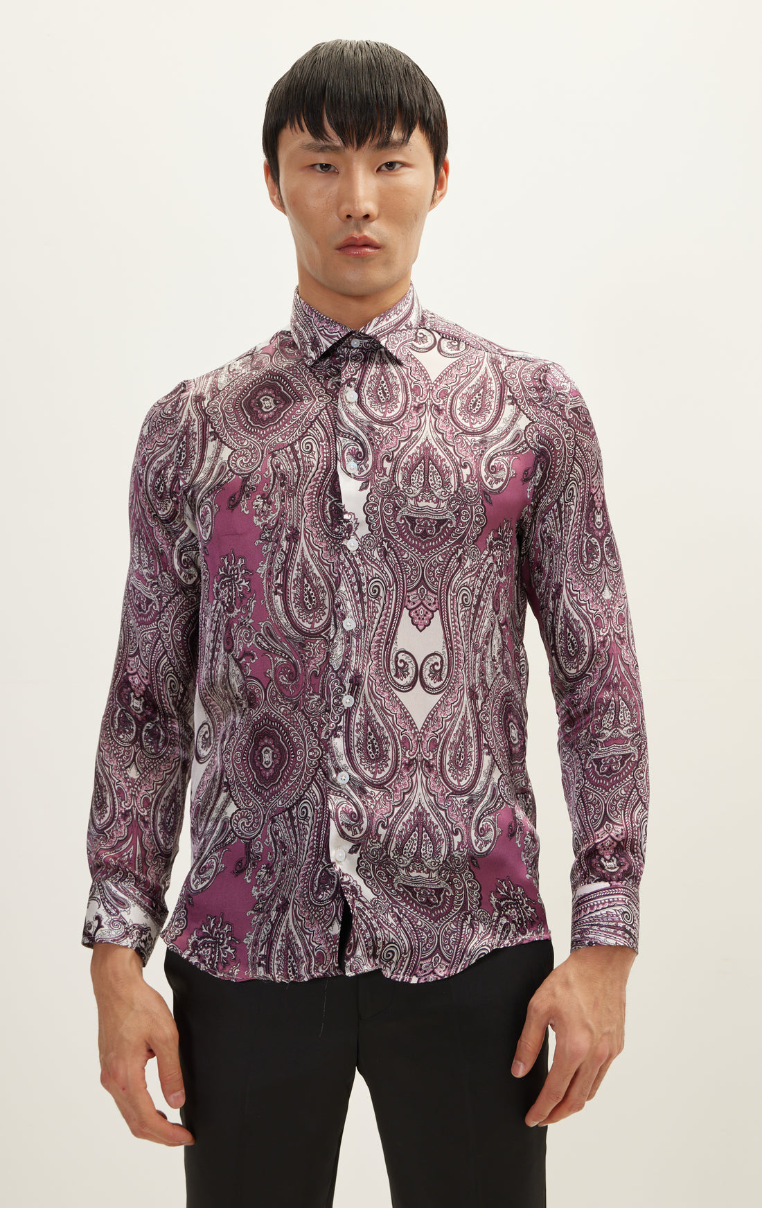 Pure Silk Shirt - Paisley Purple