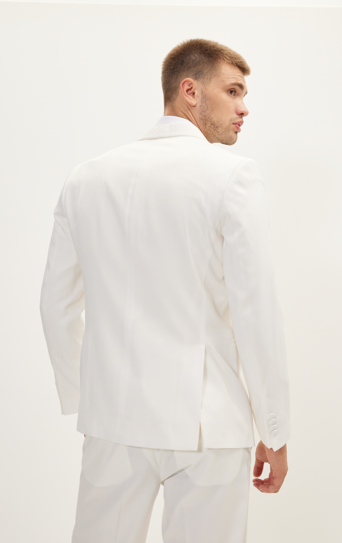 European Fit Tuxedo Jacket With Pants - White