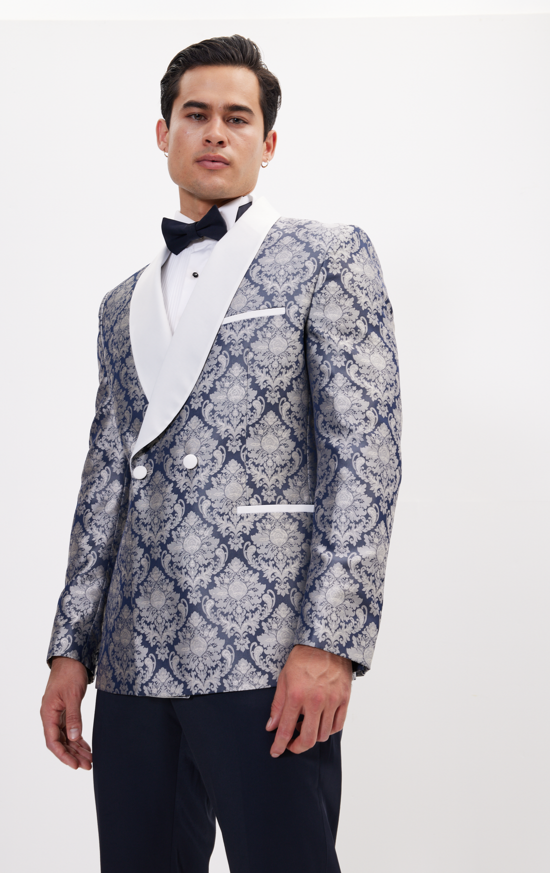 N° 19062 DOUBLE BREASTED TEXTURED TUXEDO - NAVY WHITE