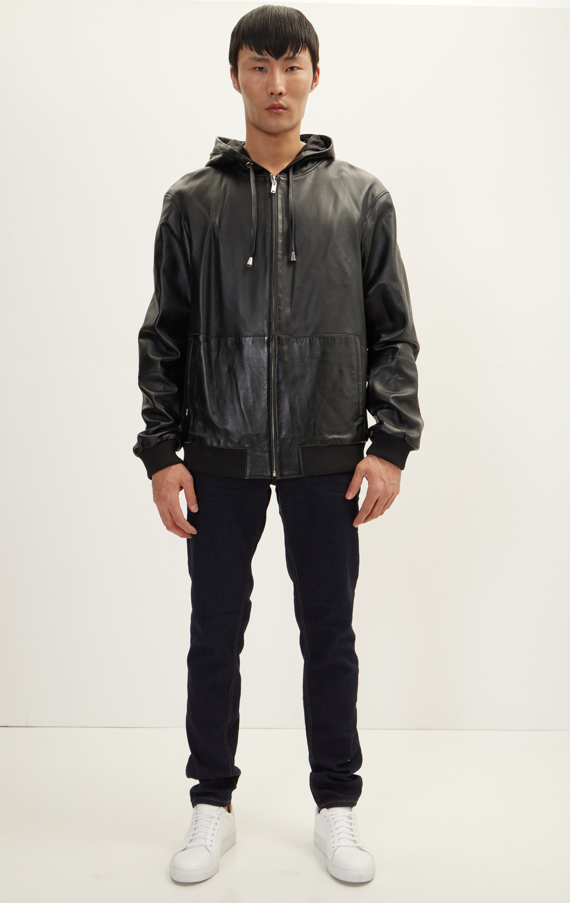 Genuine Leather Hooded Sweatshirt - Black – Ron Tomson