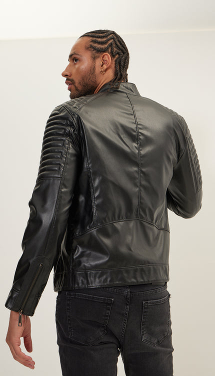 N° 71288 МОТОКУРТКА GUZEL ИЗ ИСКУССТВЕННОЙ КОЖИ - ЧЕРНАЯ