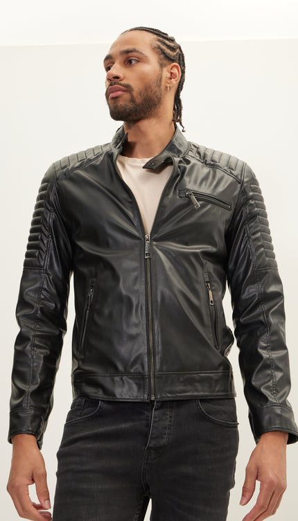 N° 71288 МОТОКУРТКА GUZEL ИЗ ИСКУССТВЕННОЙ КОЖИ - ЧЕРНАЯ