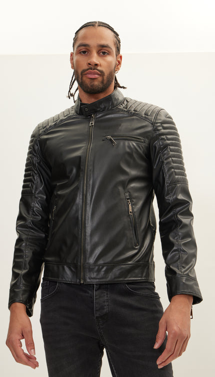 N° 71288 МОТОКУРТКА GUZEL ИЗ ИСКУССТВЕННОЙ КОЖИ - ЧЕРНАЯ