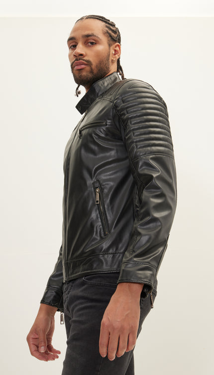 N° 71288 МОТОКУРТКА GUZEL ИЗ ИСКУССТВЕННОЙ КОЖИ - ЧЕРНАЯ