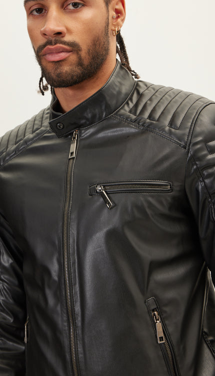 N° 71288 МОТОКУРТКА GUZEL ИЗ ИСКУССТВЕННОЙ КОЖИ - ЧЕРНАЯ