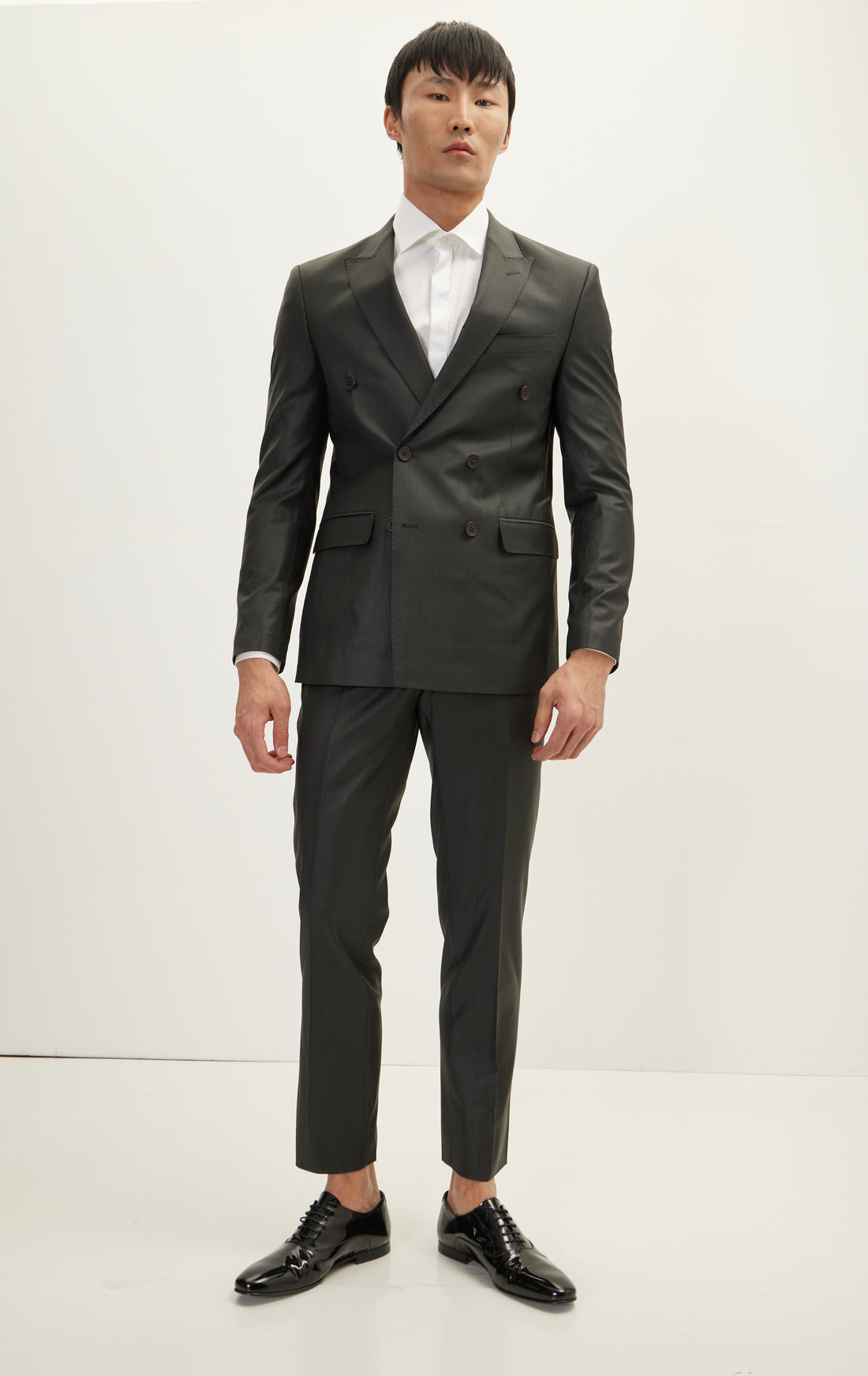N° R280 MERINO WOOL DOUBLE BREASTED SUIT - CHARCOAL