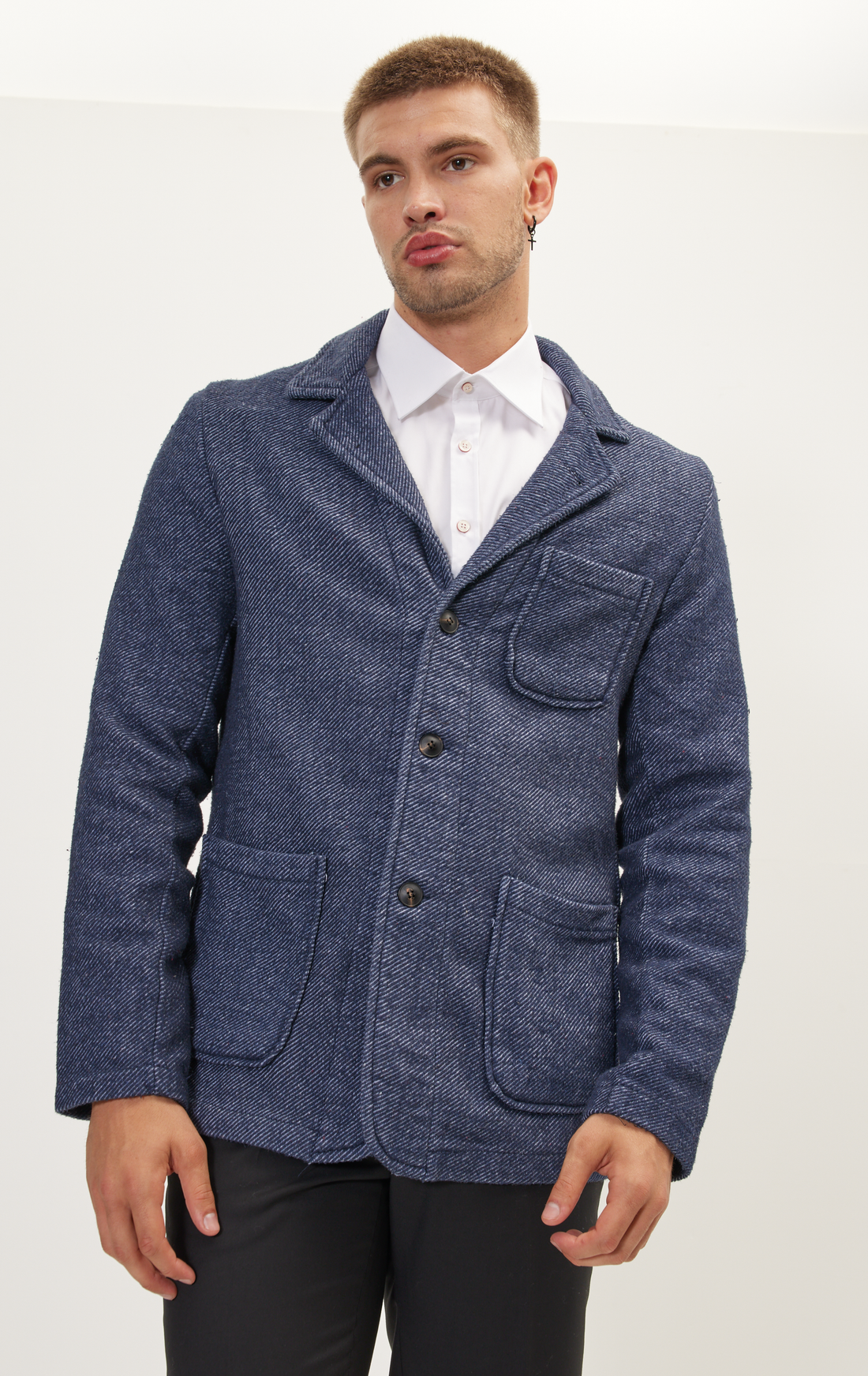 N° 5998 TWILL COTTON 3-BUTTONS TRAVEL JACKET - NAVY