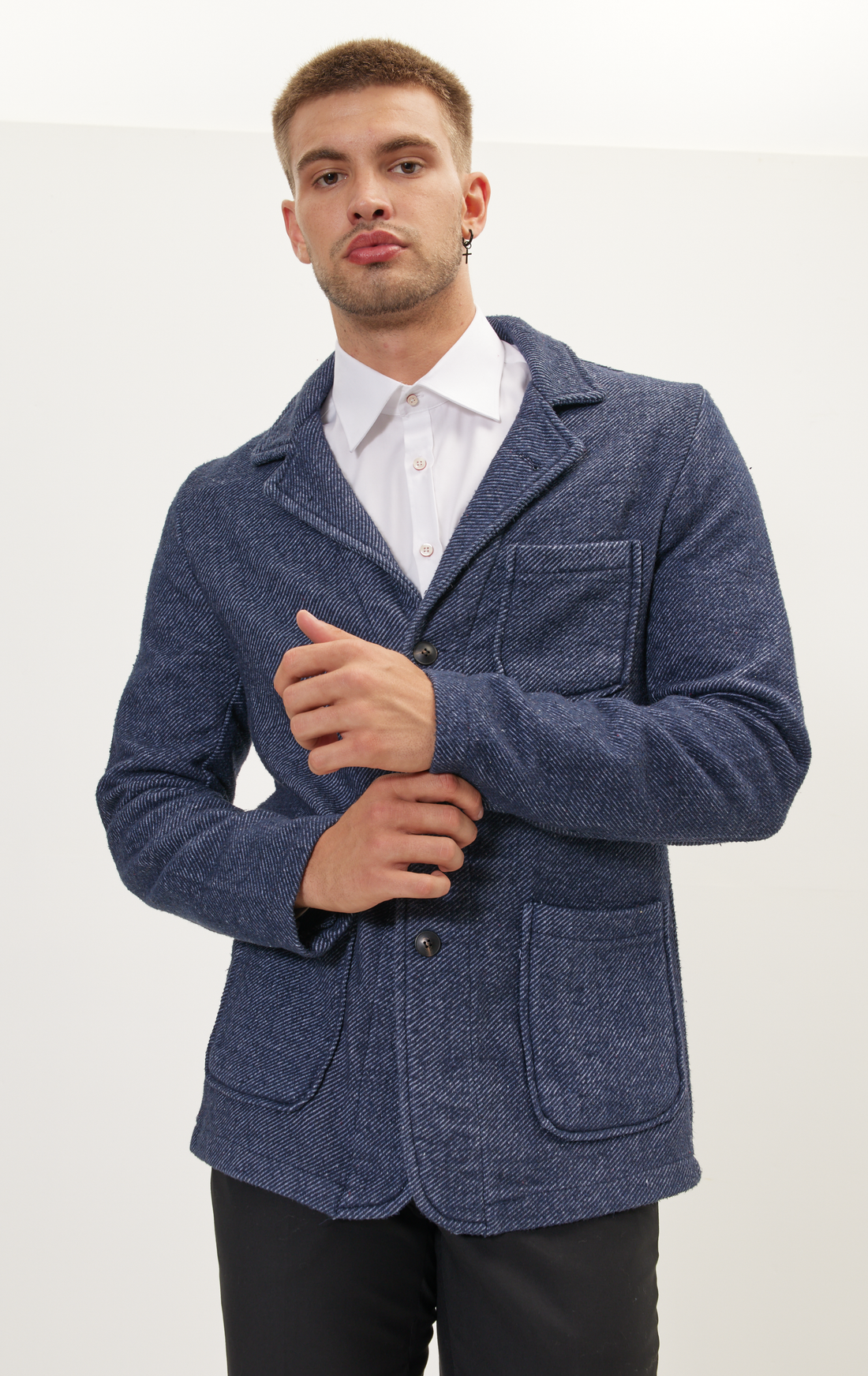 N° 5998 TWILL COTTON 3-BUTTONS TRAVEL JACKET - NAVY