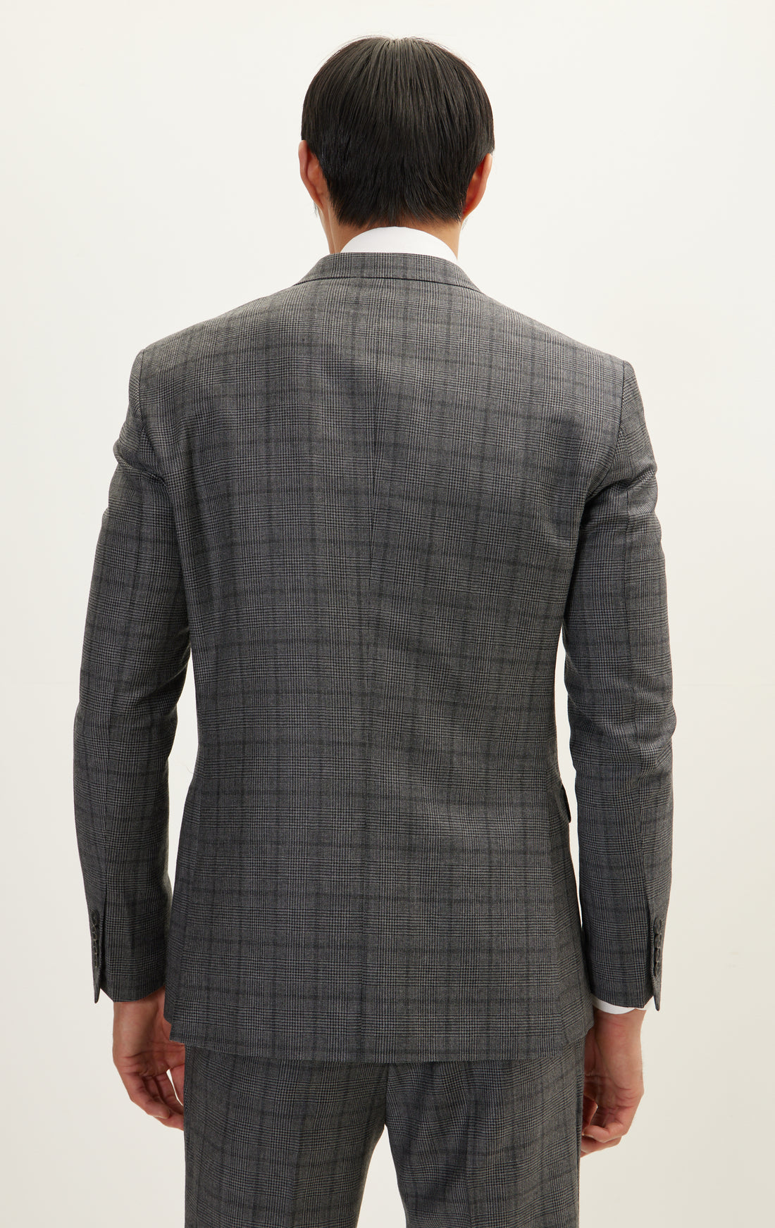 Merino Wool Double Breasted Suit - Charcoal Plaid