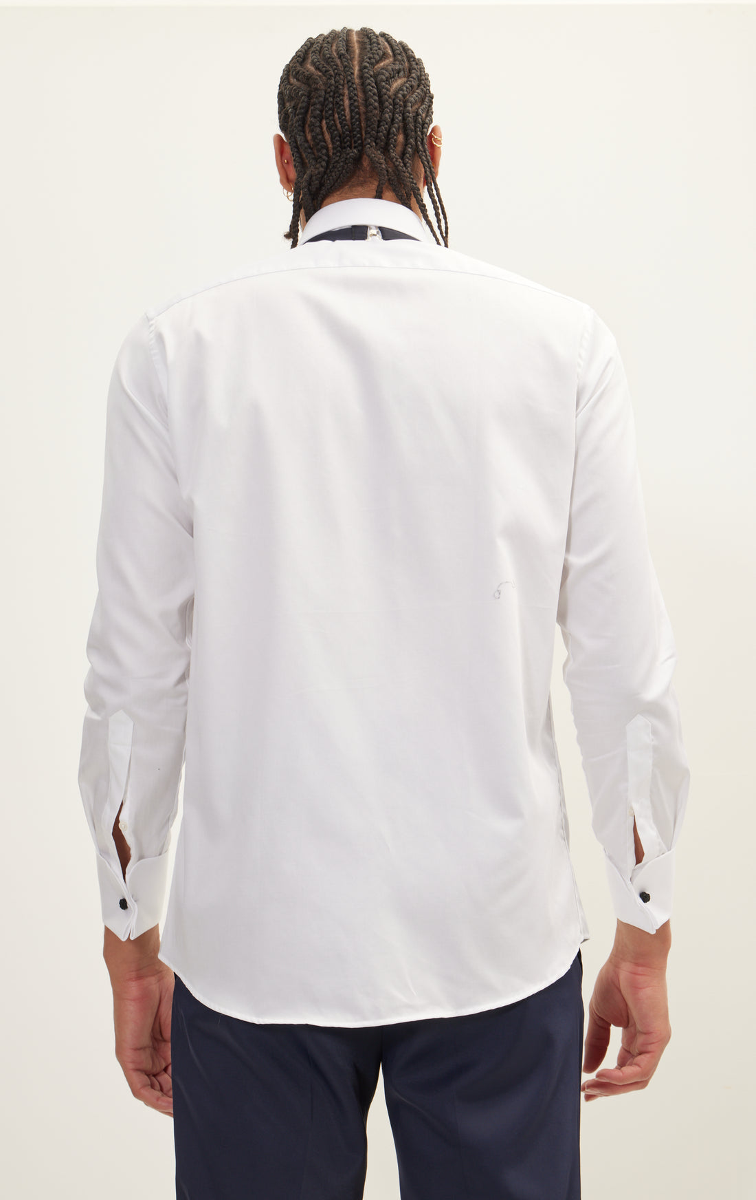 Camisa de esmoquin con detalles de lúrex con ribetes - Blanco Negro