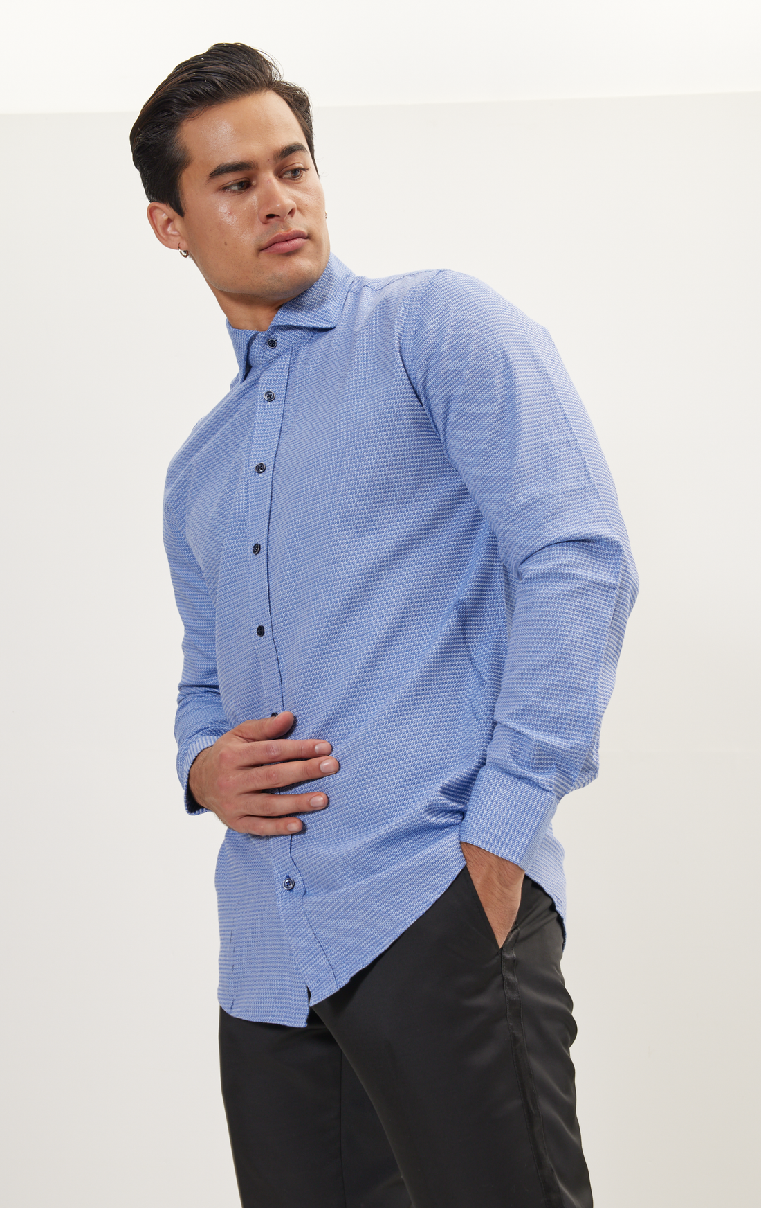 Camisa de vestir casual con botones - Azul