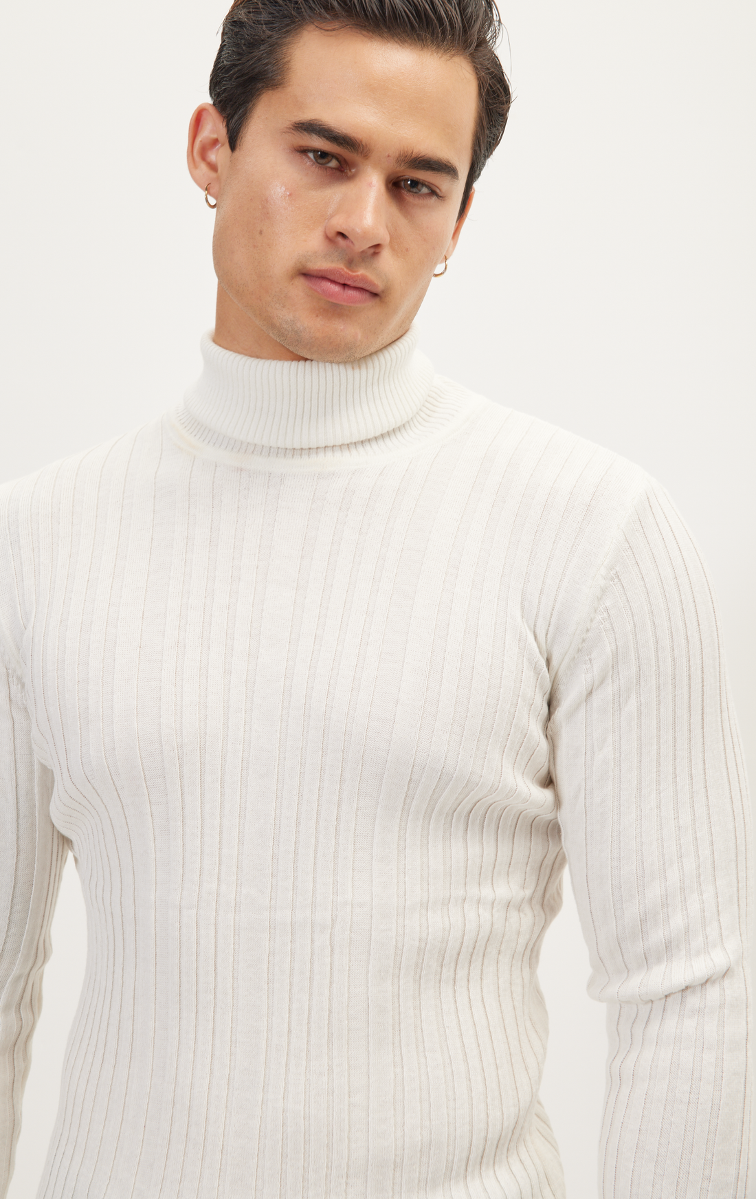 N° 6175 RT ROLL NECK RIBBED SWEATER - WHITE