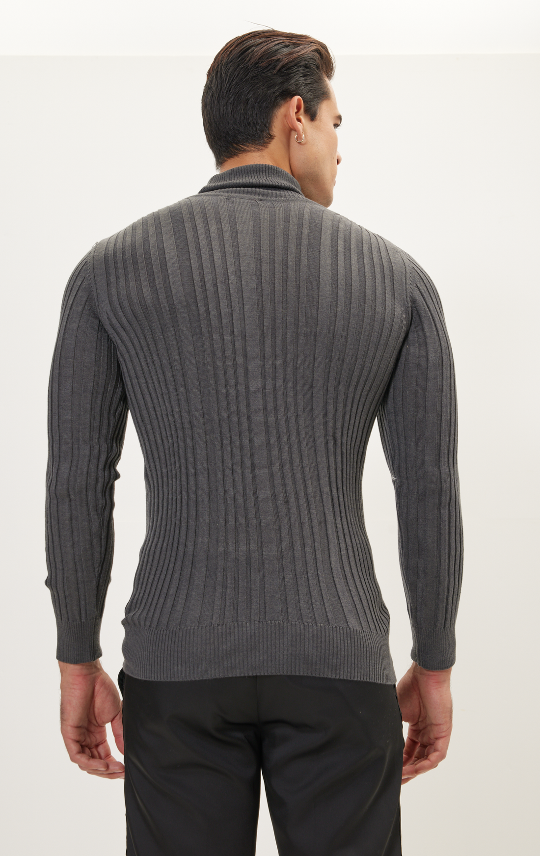 N° 6175 RT ROLL NECK RIBBED SWEATER - ANTHRACITE