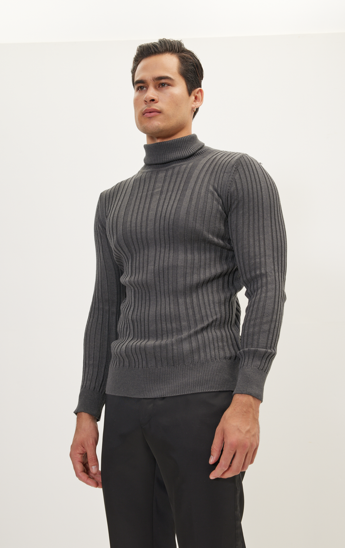 N° 6175 RT ROLL NECK RIBBED SWEATER - ANTHRACITE