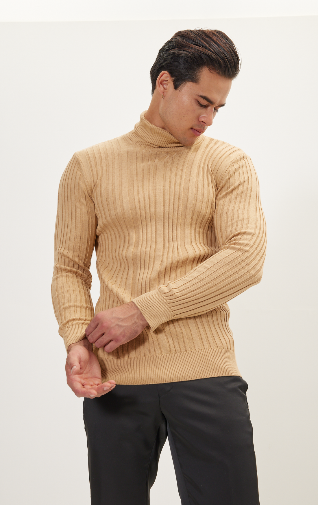 N° 6175 RT ROLL NECK RIBBED SWEATER - CAMEL