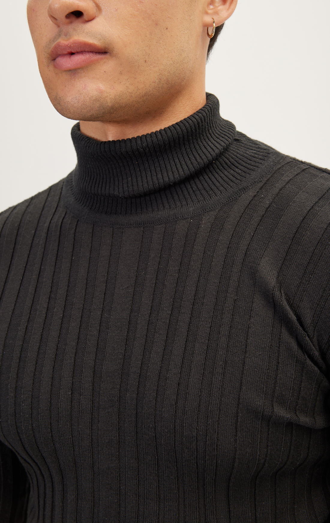 N° 6175 RT ROLL NECK RIBBED SWEATER - BLACK