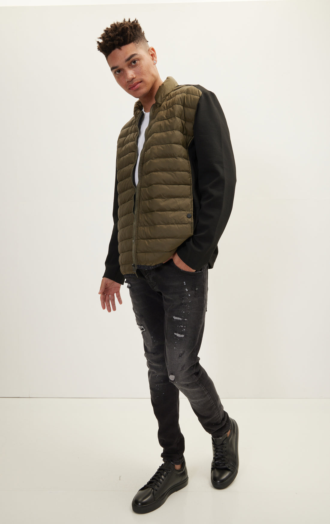 N° 71207 QUILTED PUFFER JACKET - BLACK/KHAKI