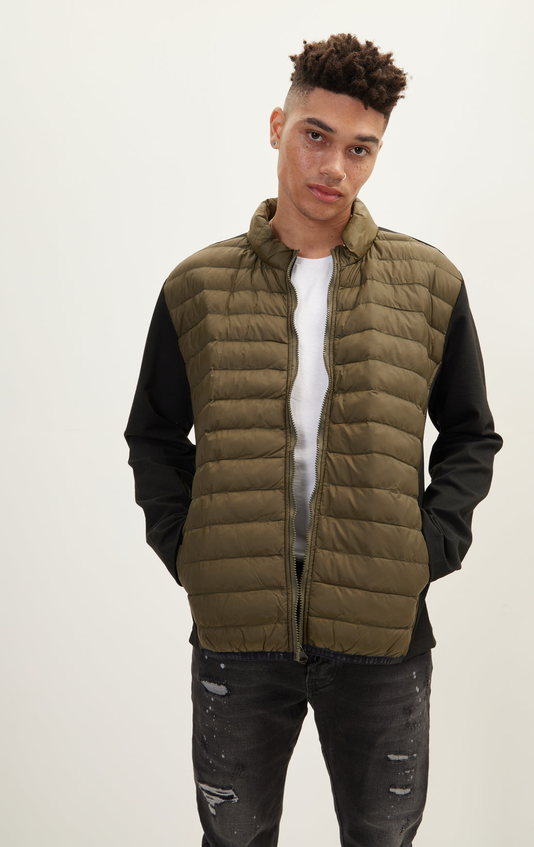 N° 71207 QUILTED PUFFER JACKET - BLACK/KHAKI