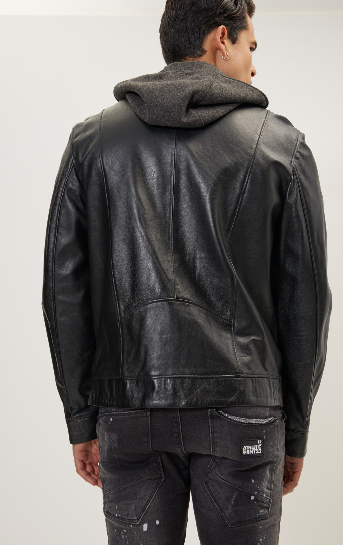 N° 71185 GENUINE LEATHER JACKET WITH A REMOVABLE HOOD