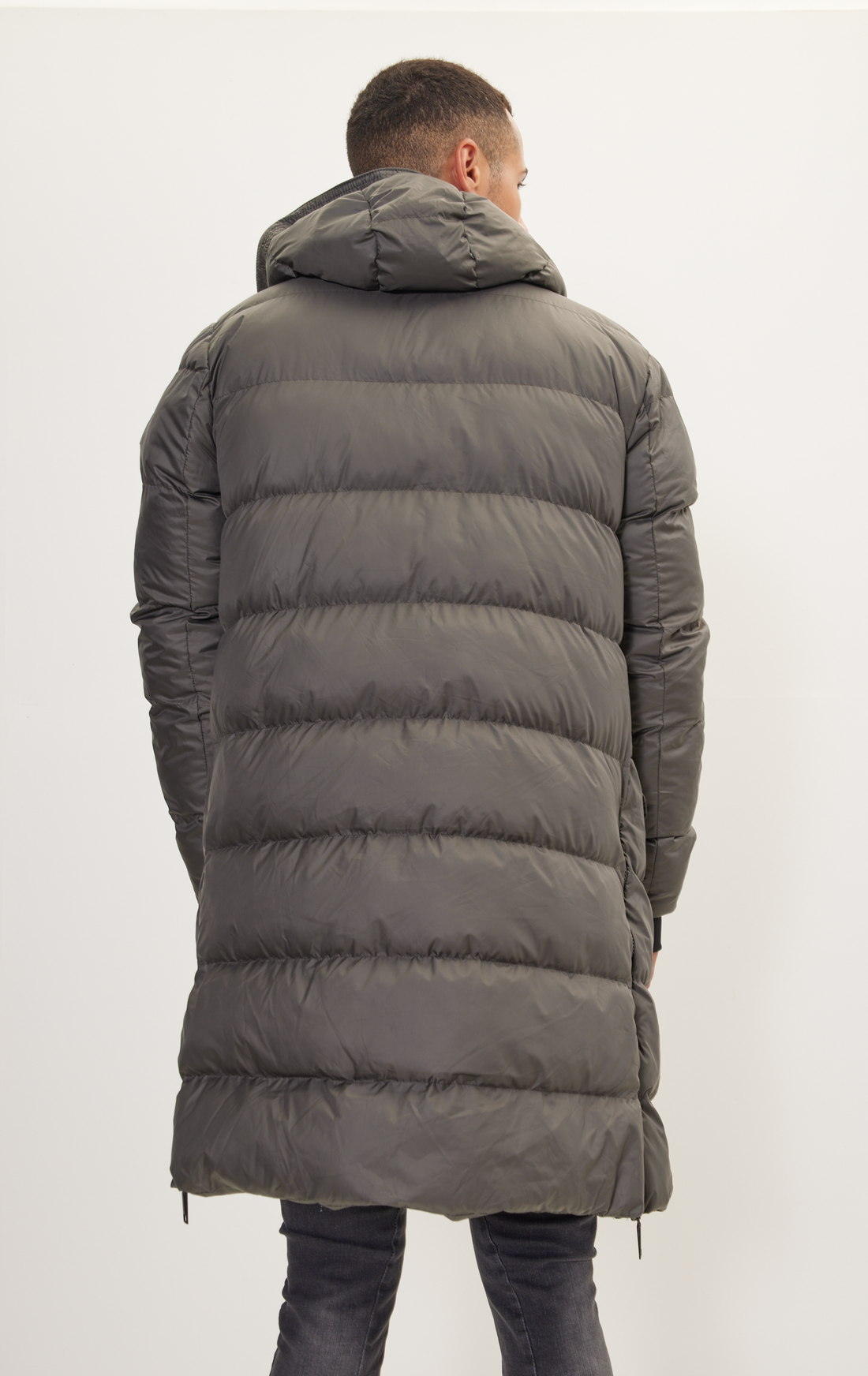 N° 71277 WIDE HOODED LONG PADDED COAT - ANTHRACITE