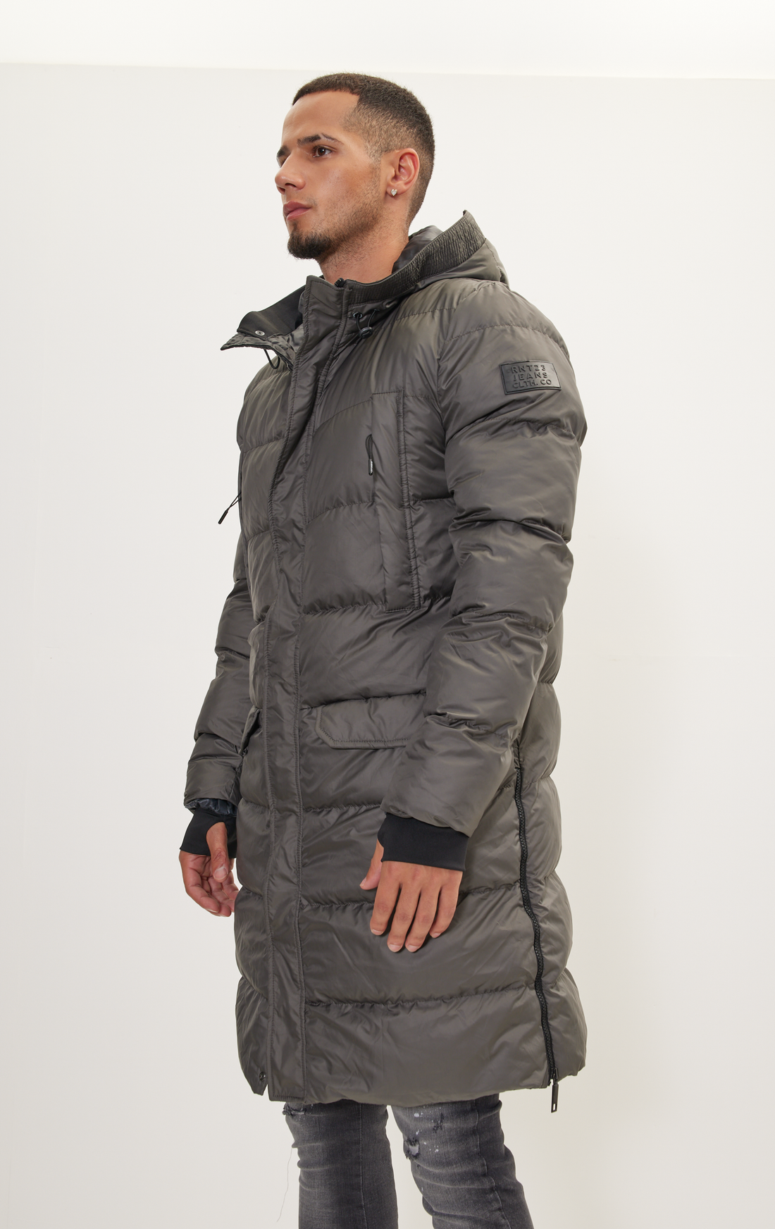 N° 71277 WIDE HOODED LONG PADDED COAT - ANTHRACITE