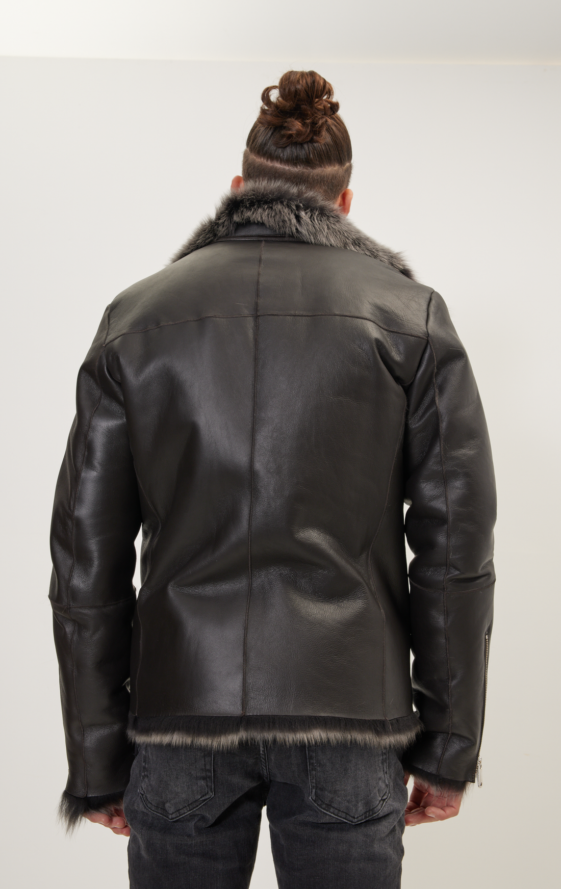 N° 73070 Reversible TOSCANA SHEARLING GENUINE LEATHER JACKET - CHOCOLATE