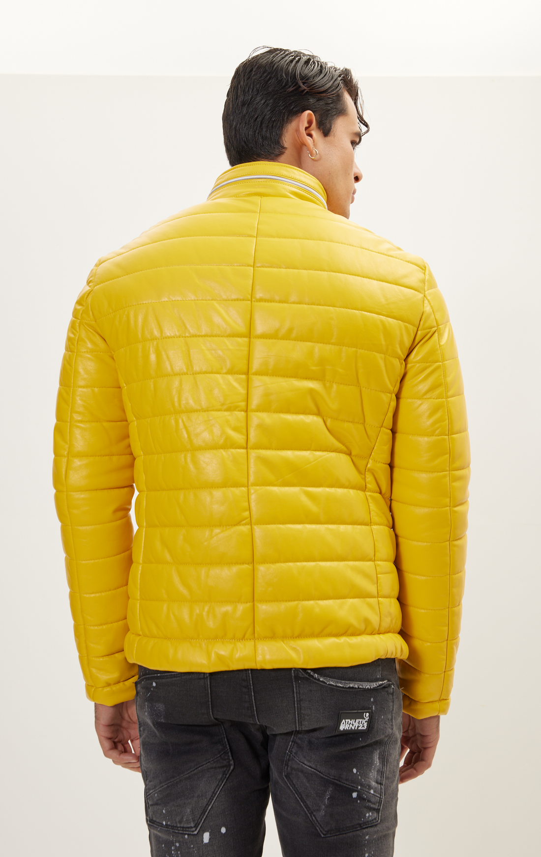 Lambskin Leather Puffer Jacket - Yellow