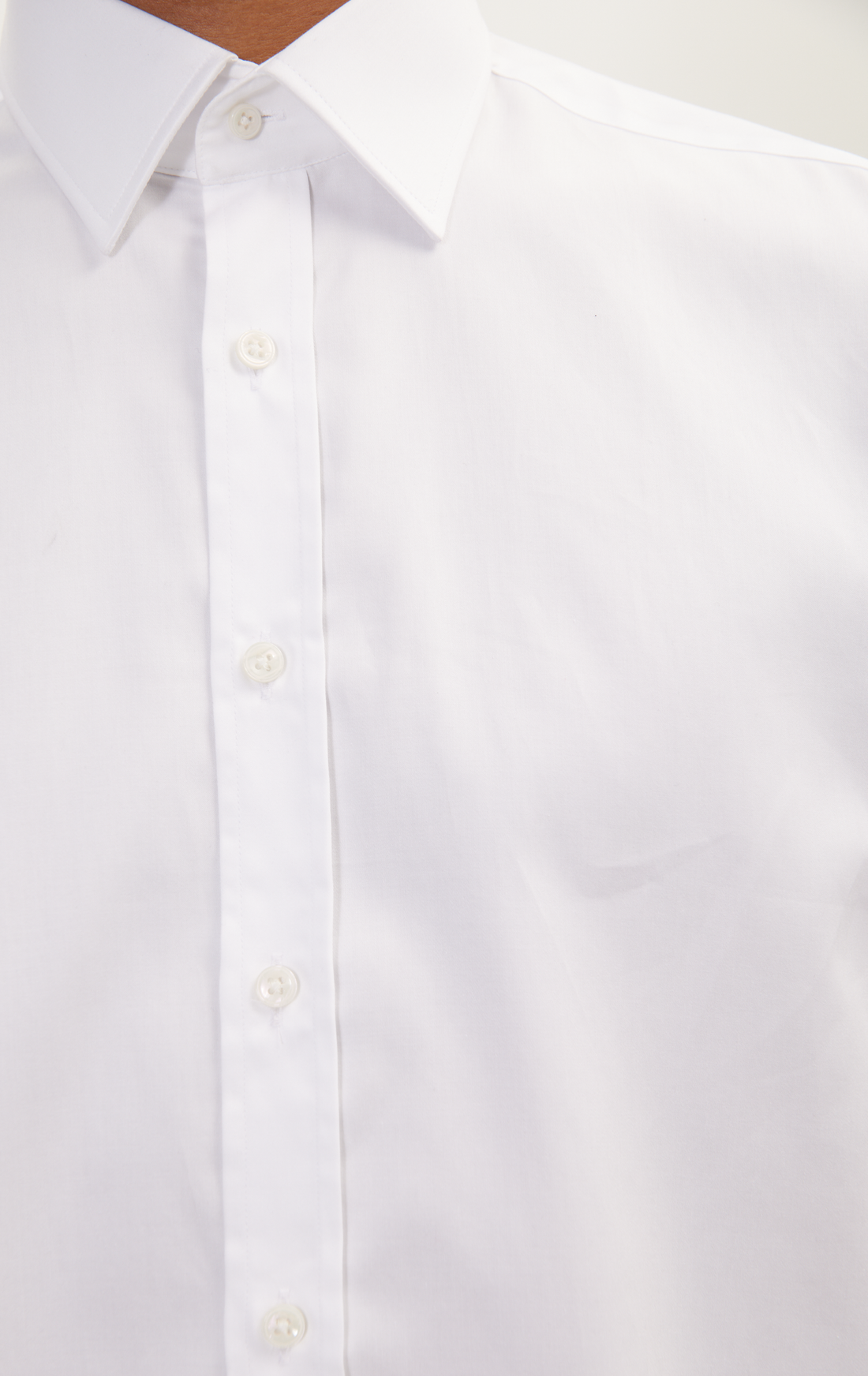 N° 4800 PURE COTTON CLASSIC COLLAR SATEEN DRESS SHIRT - OPTIC WHITE