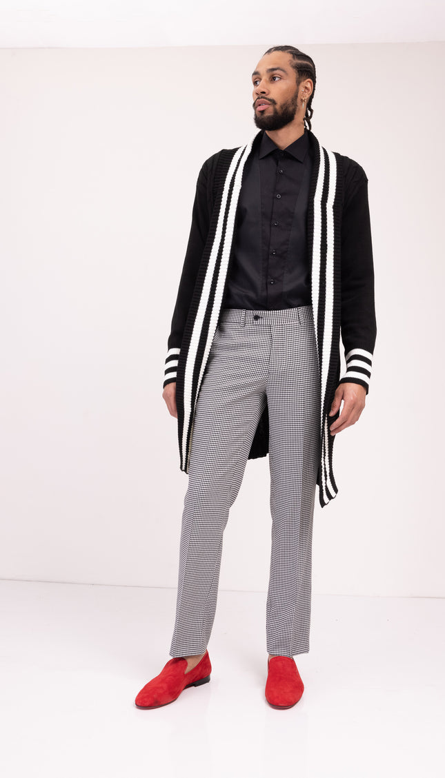 Longline Side Pocket Cardigan - BLACK - Ron Tomson