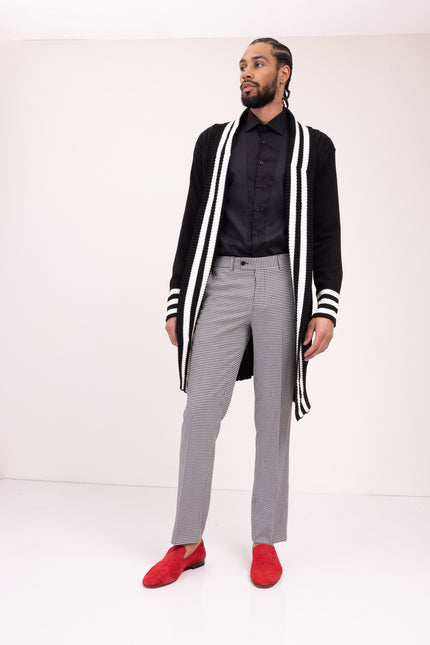 Longline Side Pocket Cardigan - BLACK - Ron Tomson