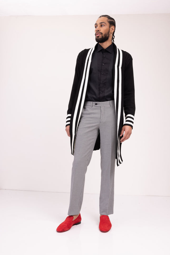 Longline Side Pocket Cardigan - BLACK - Ron Tomson