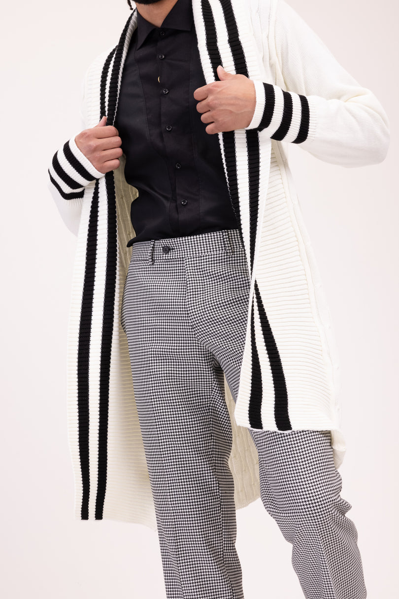 Longline Side Pocket Cardigan - ECRU - Ron Tomson